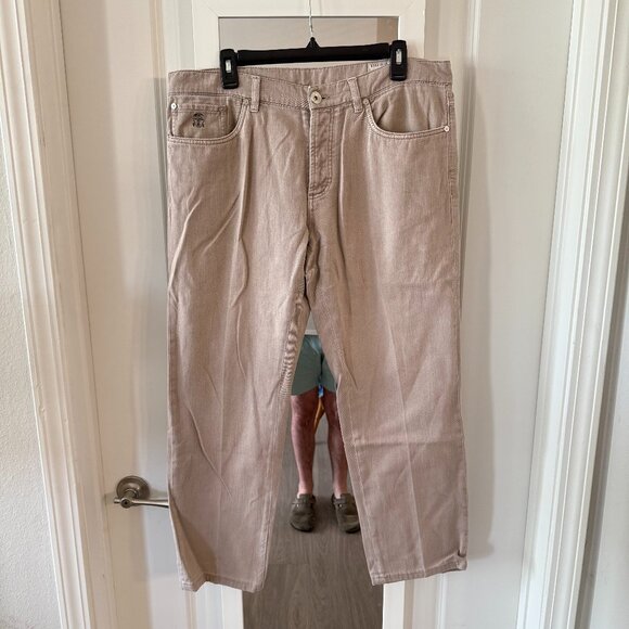Brunello Cucinelli Beige Five-Pocket Pants Size 52 (US 36) Cropped - Picture 1 of 5